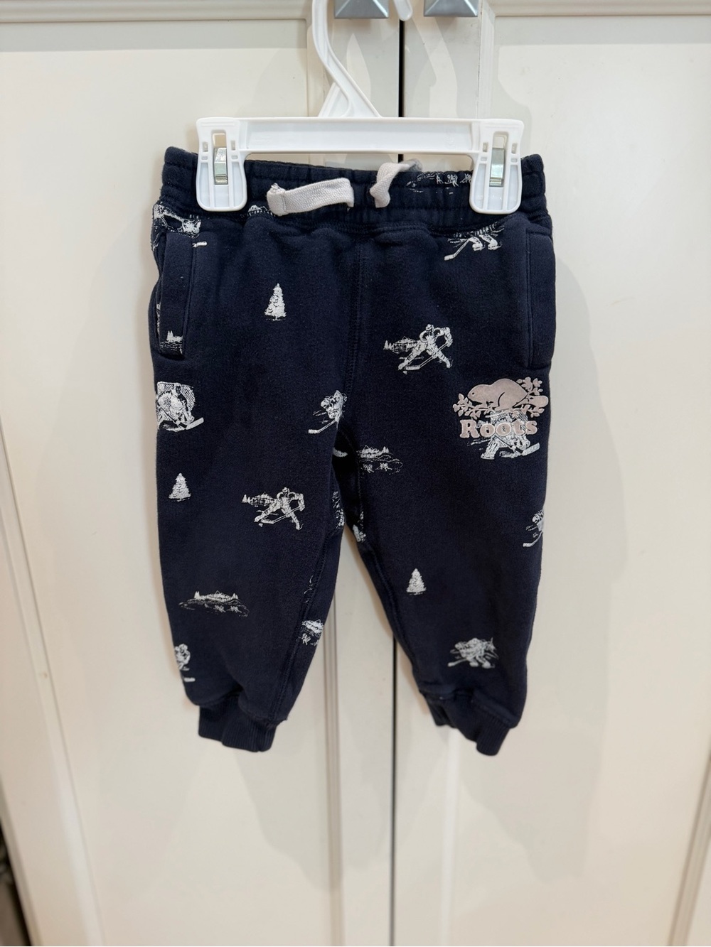Roots 18-24m Navy Baby Jogger Pants hockey Print